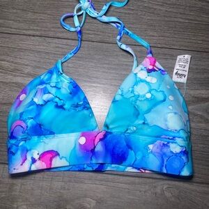 NWOT Salty Honey Banded Triangle Bikini Top Blue/Purple Tie Dye